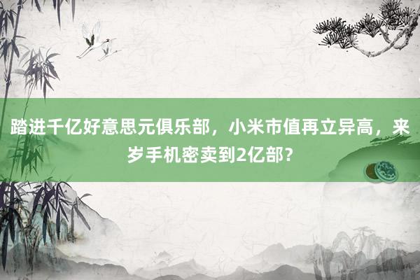 踏进千亿好意思元俱乐部，小米市值再立异高，来岁手机密卖到2亿部？