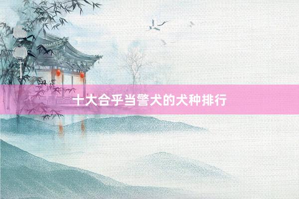 十大合乎当警犬的犬种排行